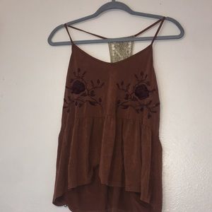 Brown floral tank halter back